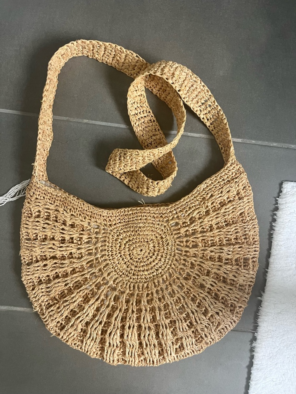 Woven Straw Crossbody Bag - Natural